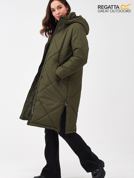 Regatta Green Cambrie Longline Padded Thermal Jacket (N58389) | €53