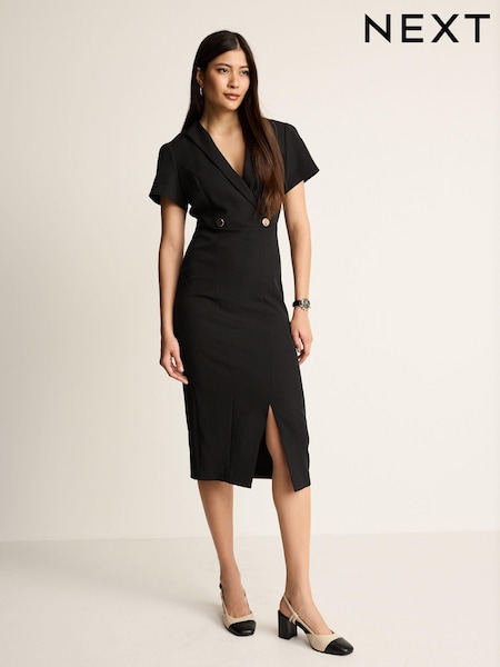 Schwarz - Tailored Crepe Midi Dress (N58551) | 22 €