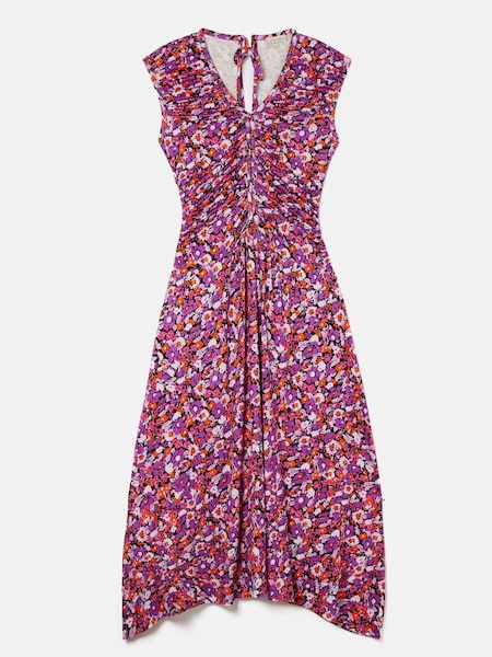 Jigsaw Purple Vintage Floral Ruched Dress (N58631) | 103 €