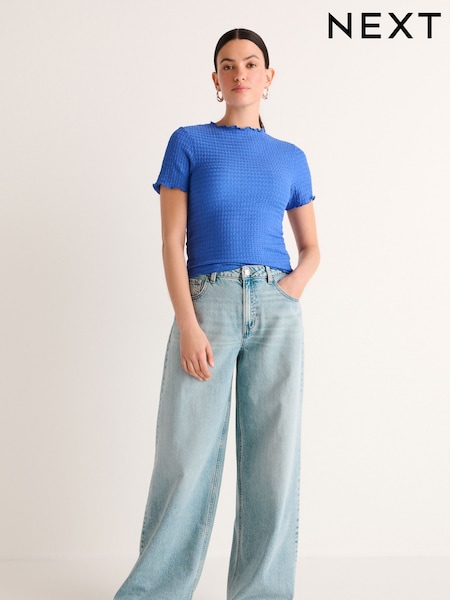 Mid Blue Print 100% Cotton Wide Leg Jeans (N58818) | €12
