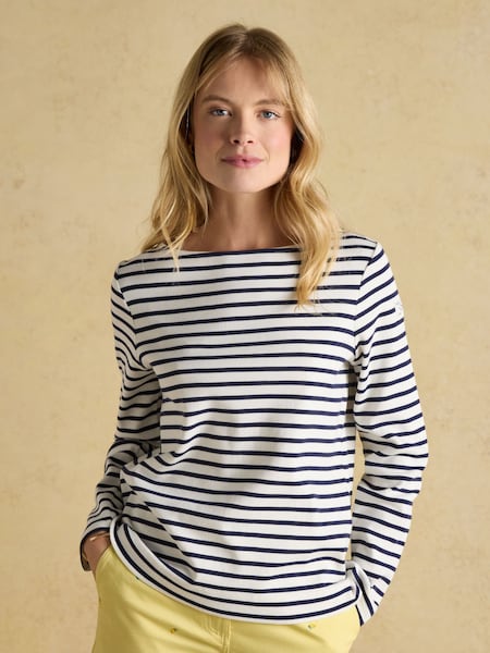 Joules Harbour Cream & Navy Striped Boat Neck Breton Top (N58835) | R$ 295