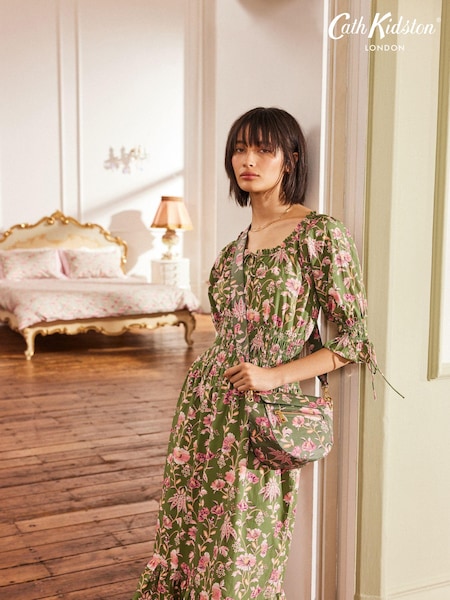 Cath Kidston Green 100% Cotton Shirred Waist Dress (N58853) | €38
