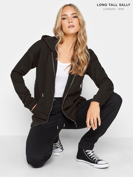أسود - Long Tall Sally Zip Through Hoodie (N58944) | ‏146 د.إ.‏