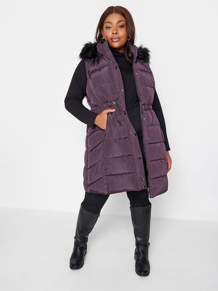 Yours Curve Purple Midi Padded Gilet (N58960) | €42