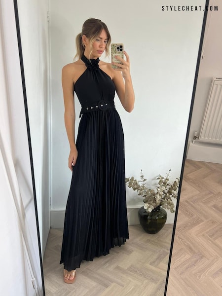 Style Cheat Black Edie Belted Pleated Jumpsuit (N58999) | €20