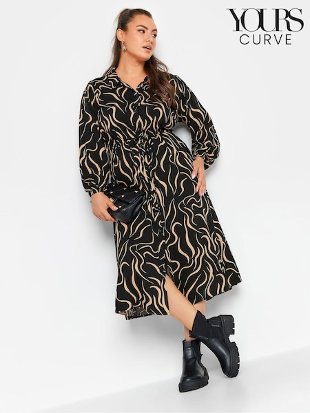 Yours Curve Black Long Sleeve Shirt Dress (N59058) | €21