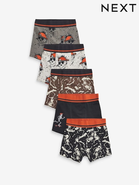 Skull Print Trunks 5 Pack (3-16yrs) (N59100) | €14 - €20