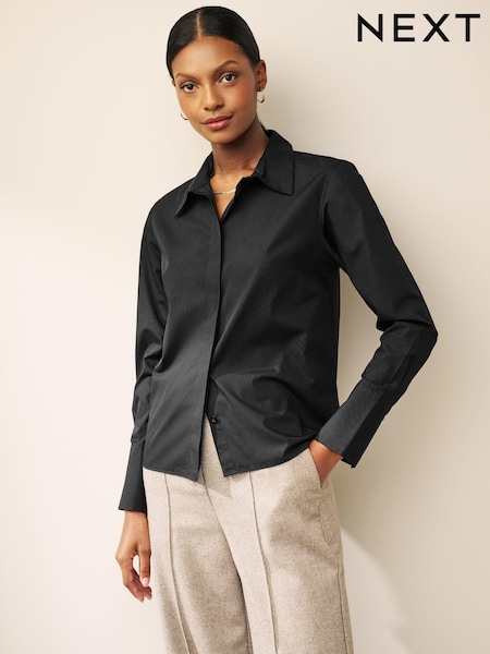 Black Fitted Collared Long Sleeve Shirt (N59116) | €13