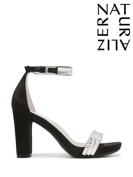 Naturalizer Joy Sparkle Ankle Strap Heeled Black Sandals (N59133) | €83