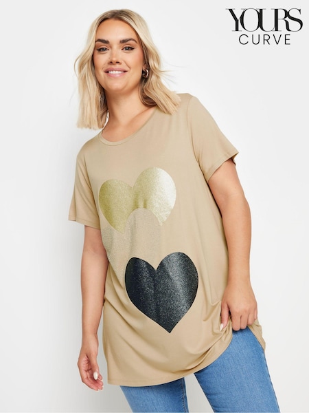 Yours Curve Natural 'New York' Slogan T-Shirt (N59321) | €31