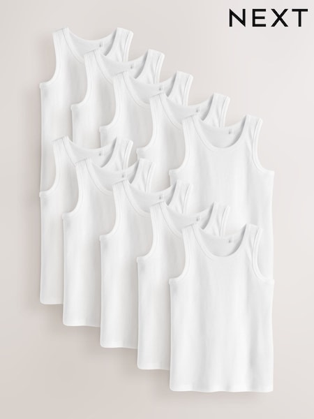 White Organic Cotton Vests 10 Pack (1.5-16yrs) (N59403) | €28 - €37