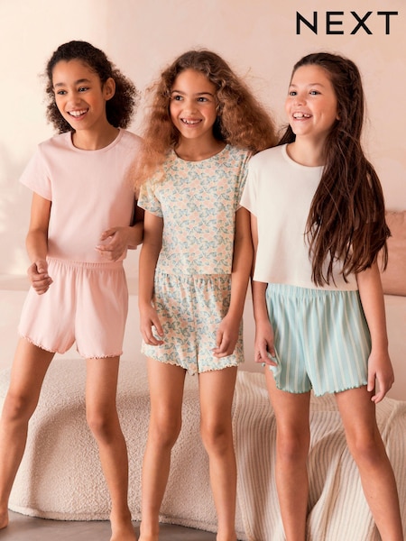 Pink/Blue Floral Short Pyjamas 3 Pack (3-16yrs) (N59615) | € 25 - € 32