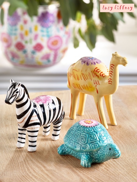 Lucy Tiffney Set of 3 Green/Yellow Animal Ornament (N59625) | kr500