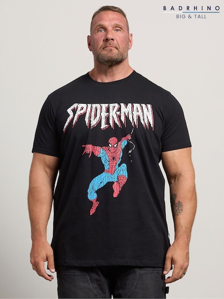 Black - Long Badrhino Big & Tall Spiderman T-shirt