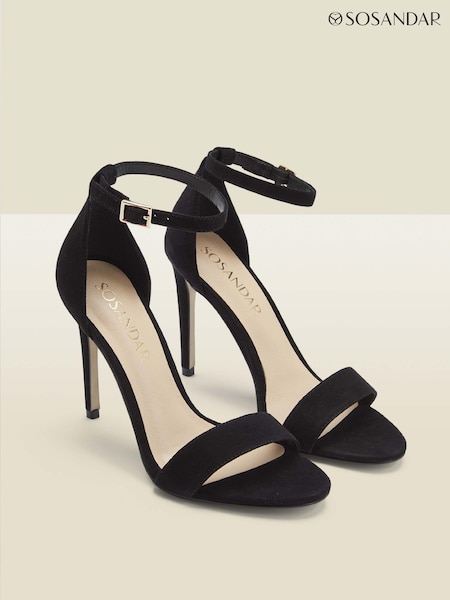 Sosandar Black Nia Suede Barely There High Sandals (N59679) | €50