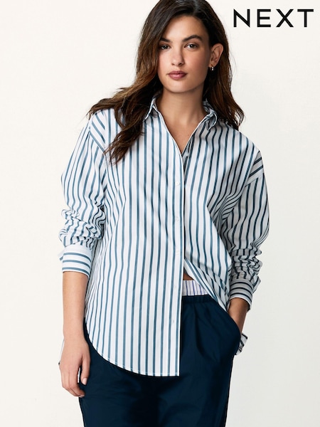 Navy and White Stripe Oversized cotton shirt (N59815) | AED71
