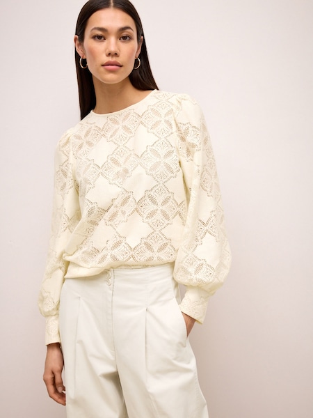 Ecru Lace Long Sleeve Blouse (N59835) | € 10