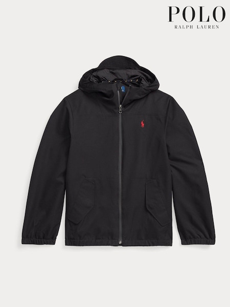 Negru - Jachetă cu glugă hidrofugă pentru băiat Polo Ralph Lauren (N59880) | 622 LEI