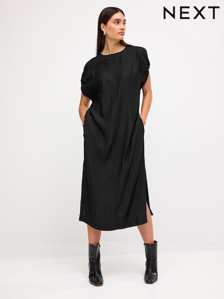 Черный - Short Sleeve Column T-shirt Midi Dress (N59897) | €16