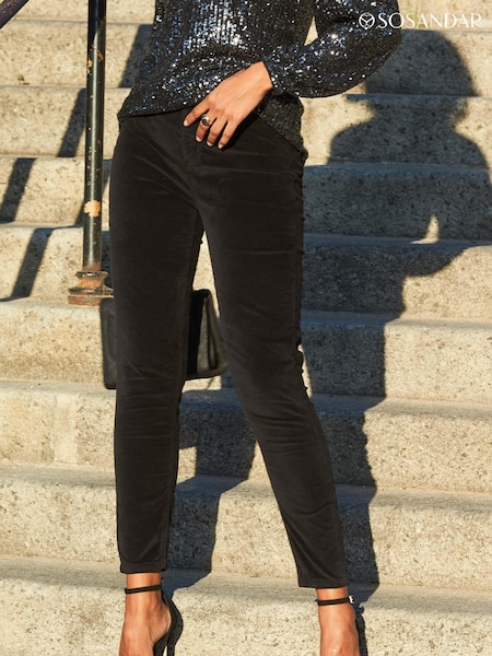 Sosandar Black Tall Velvet Skinny Jeans (N60010) | $103