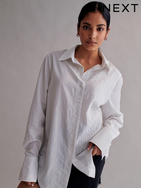 White Asymetric Hem Stripe Shirt (N60061) | €4