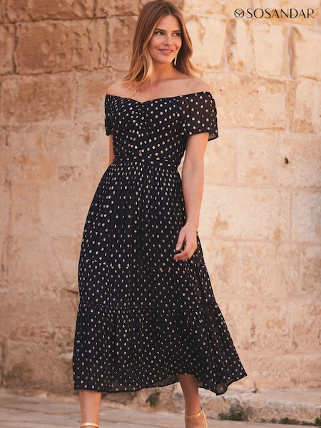 Sosandar Spot Bardot Midi Dress (N60142) | €56