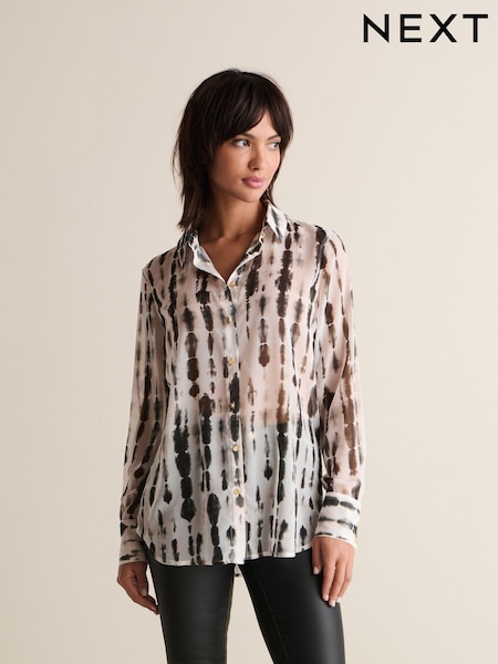 Ecru/Knüpfbatikoptik - Sheer Long Sleeve Shirt (N60332) | 8 €