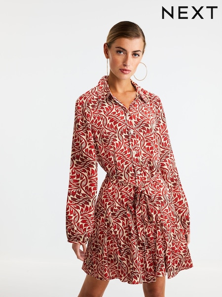Red/Ecru Leaf Print (N60361) | €7