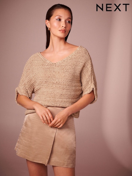 Bronze Satin Mini Skirt (N60412) | €8