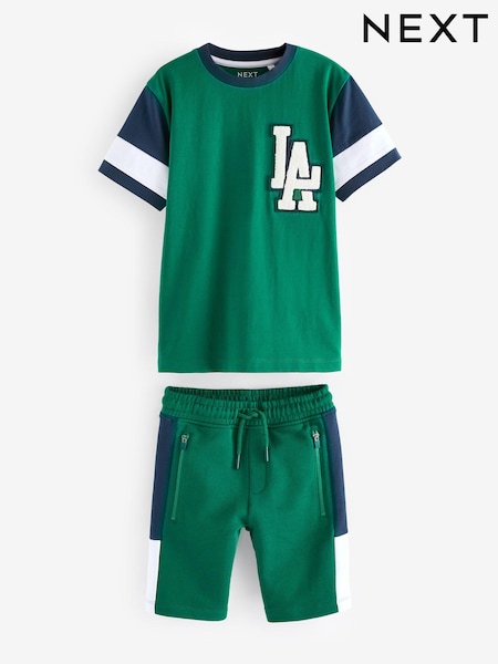 zelena - 100% Cotton Colourblock Short Sleeve T-Shirt and Shorts Set (3-16yrs) (N60479) | € 14 - € 22