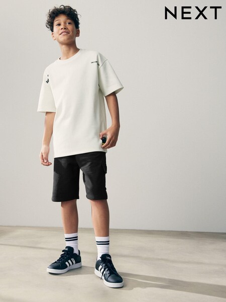 White/Black Subscribe Graphic Top and Shorts Set (3-16yrs) (N60482) | €5 - €7