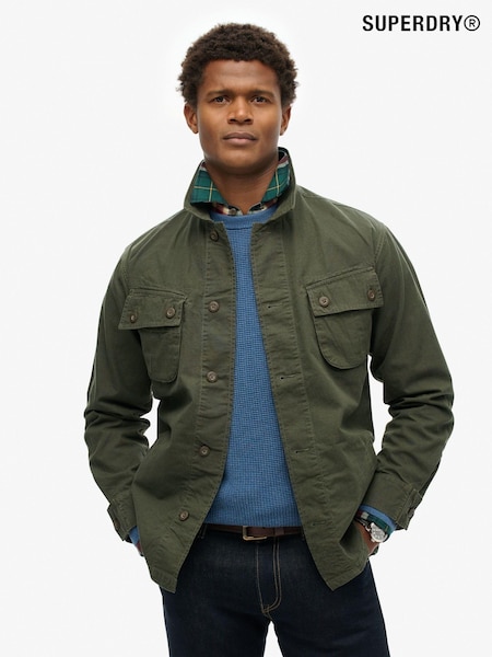 Dunkelgrün - Superdry 100% Cotton Military Overshirt Jacket (N60622) | 56 €
