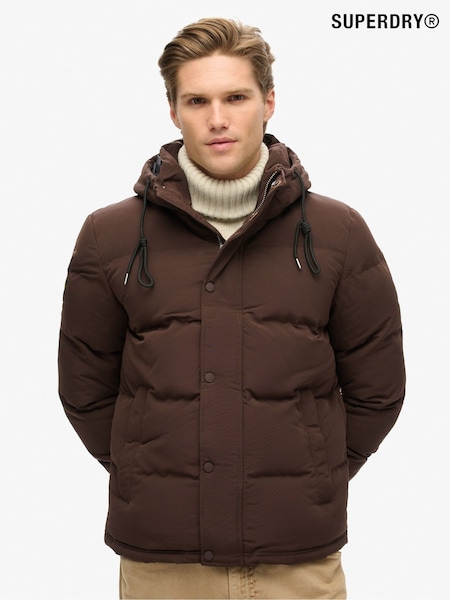 Superdry Dark Brown Everest Hooded Puffer Jacket (N60667) | ₪603