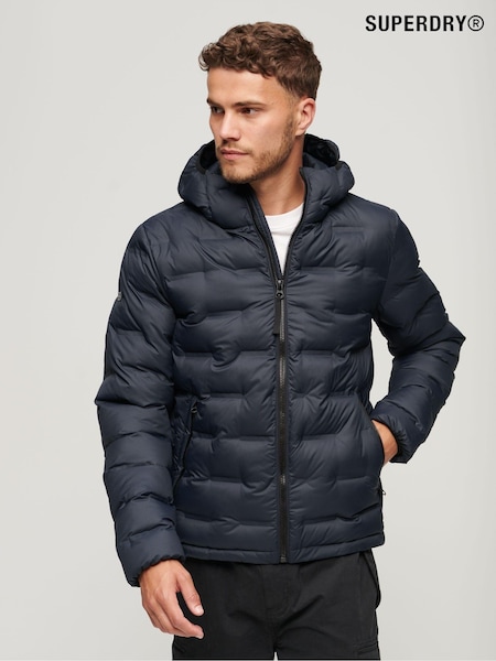 Superdry Blue Short Quilted Puffer Hooded Jacket (N60690) | €77