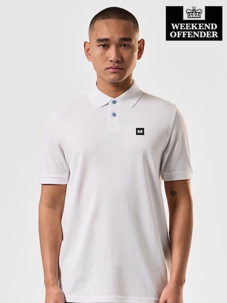 לבן - Weekend Offender 100% Cotton Caneiros Logo Polo Shirt (N60764) | ‏201‏₪
