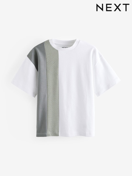 Crem/Gri - Oversized 100% Cotton Mânecă scurtă Imprimeuri colorate Tricou (3-16yrs) (N60946) | 39 LEI - 54 LEI