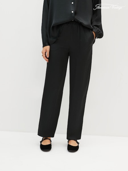 American Vintage Widland Relaxed Straight Leg Black Trousers (N60950) | €95