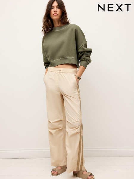 Natural/Ecru Side Stripe Nylon Track Joggers (N61077) | €9.50