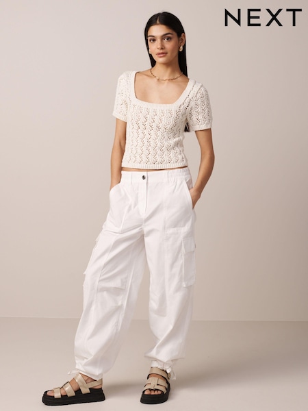White Ripstop Cargo Trousers (N61094) | €11