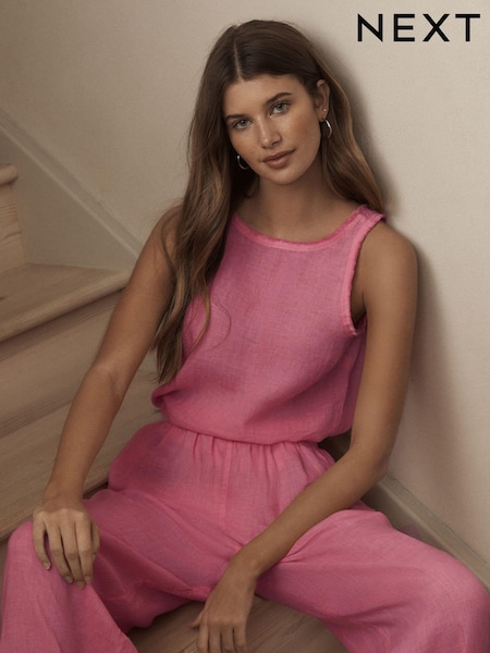Pink Premium 100% Linen Top (N61100) | €11