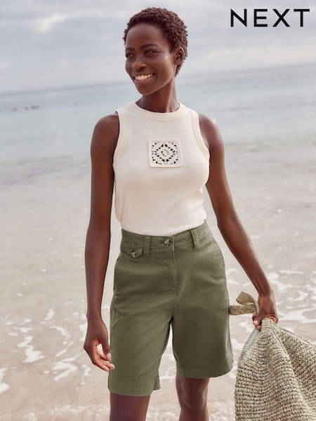 Khaki Green Chino Knee Length Shorts (N61130) | €11