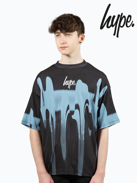 Hype. Boys Blue Multi Paint Small Script T-Shirt (N61630) | 78 LEI