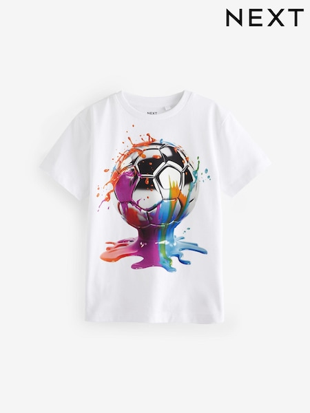 Bela nogometna žoga Drippy - 100% Cotton Short Sleeve Graphic T-Shirt (3-16yrs) (N61716) | € 7 - € 9