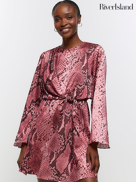 River Island Pink Knot Front Overlay Mini Dress (N61731) | €31