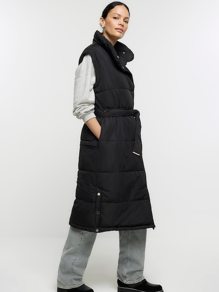 River Island Black Long Line Padded Gilet (N61797) | €18.50
