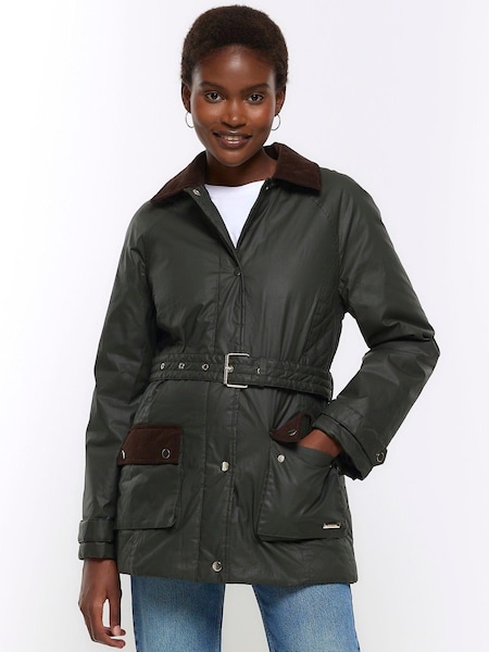 River Island Green Heritage Waxed Cotton Coat (N61798) | €20