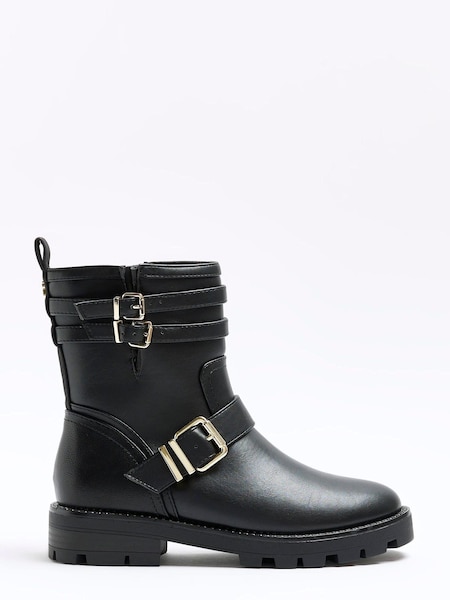 River Island Black Buckle Biker Boots (N61830) | €27