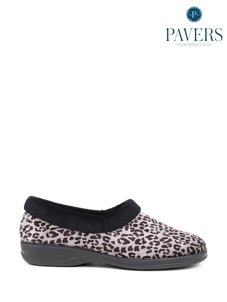 Pavers Grey Leopard Print Casual Slippers (N61917) | €13