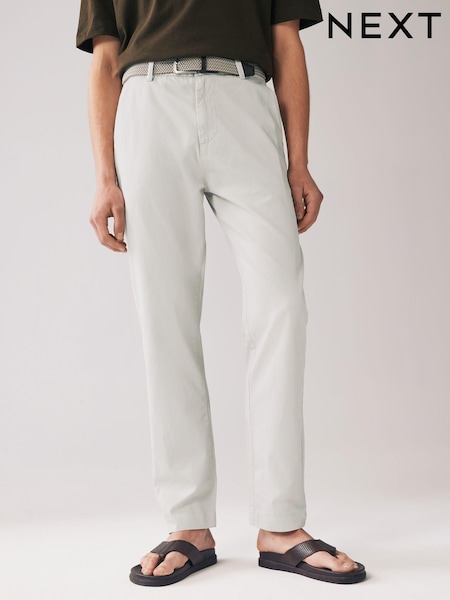 Light Stone Belted Linen Blend Trousers (N61925) | €16