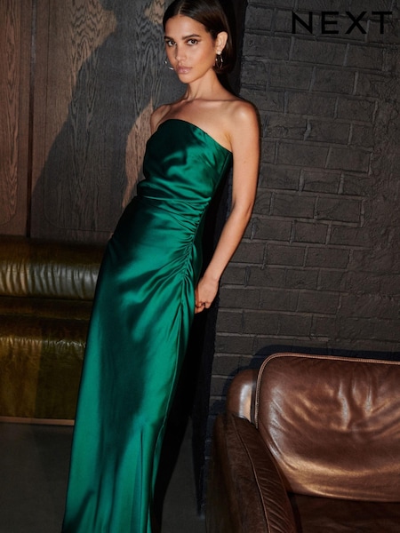 Зеленый - Satin Bandeau Midi Dress (N61930) | €8